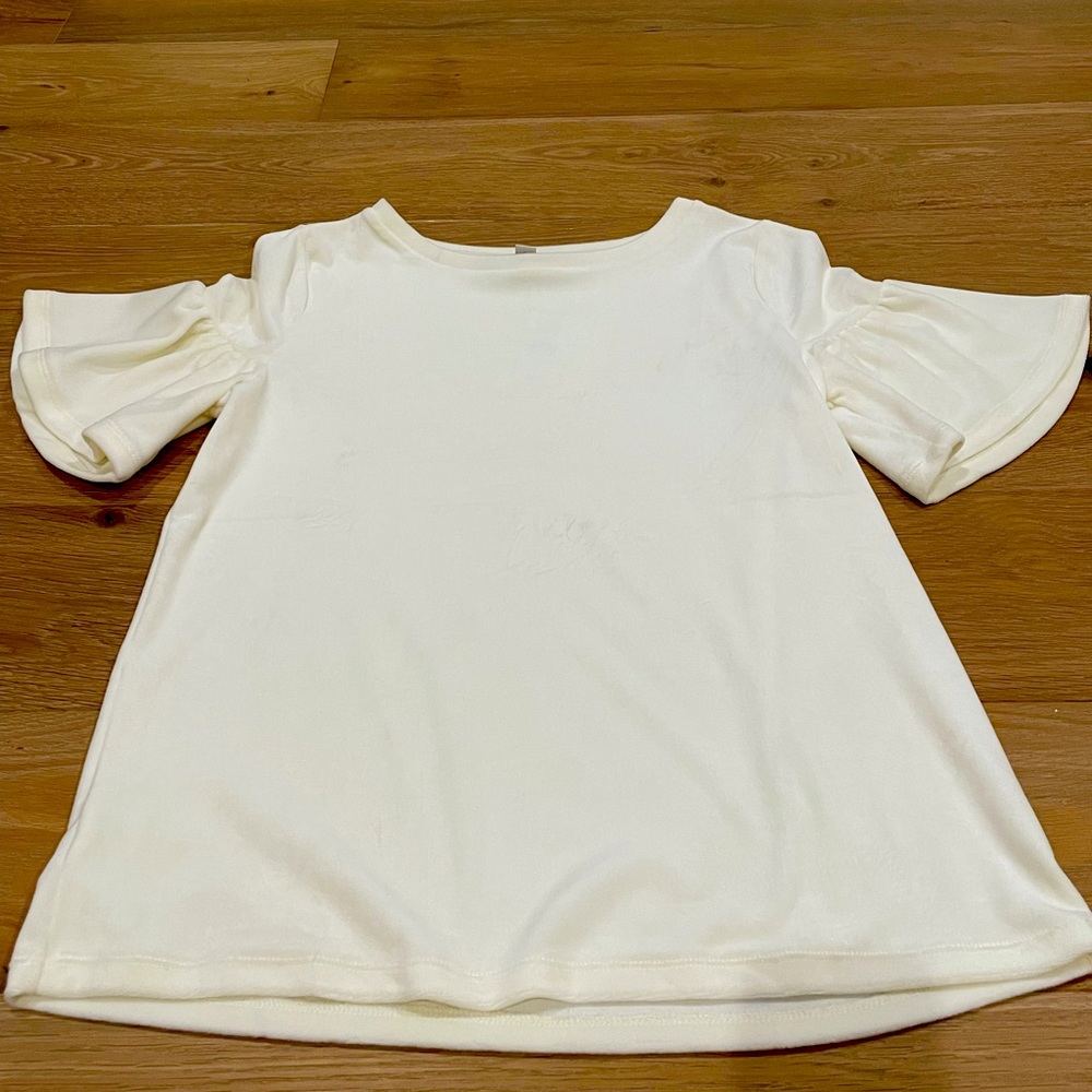 LOFT cream velvet bell short sleeve T NWT